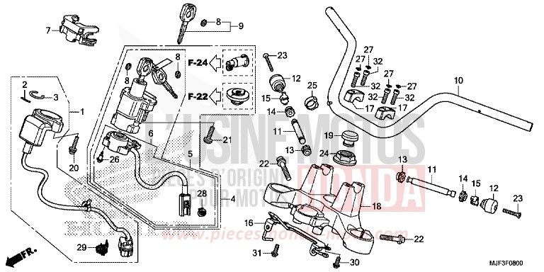 ROHRGRIFF/OBERE BRUECKE von CTX700 ABS PEARL FADELESS WHITE (NH341) von 2014